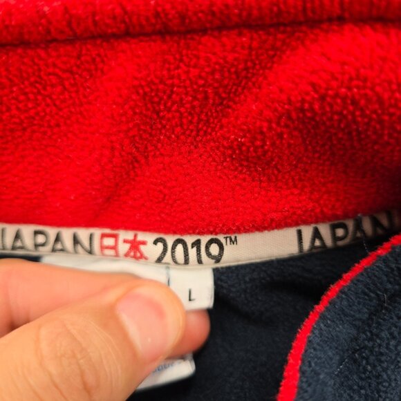 Rugby World Cup Sweater Men Large Navy Blue Japan 2019‎ England 1/4 Zip Fleece - Picture 9 of 12